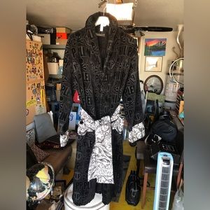 (NEW) PHILIPP PLEIN BATHROBE 100% BAUMWOLLE COTTON BLACK/WHITE MADE IN ITALY(L)